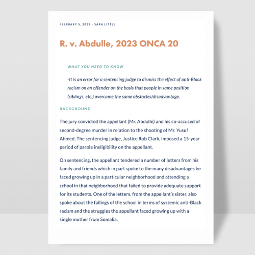 R. v. Abdulle, 2023 ONCA 20